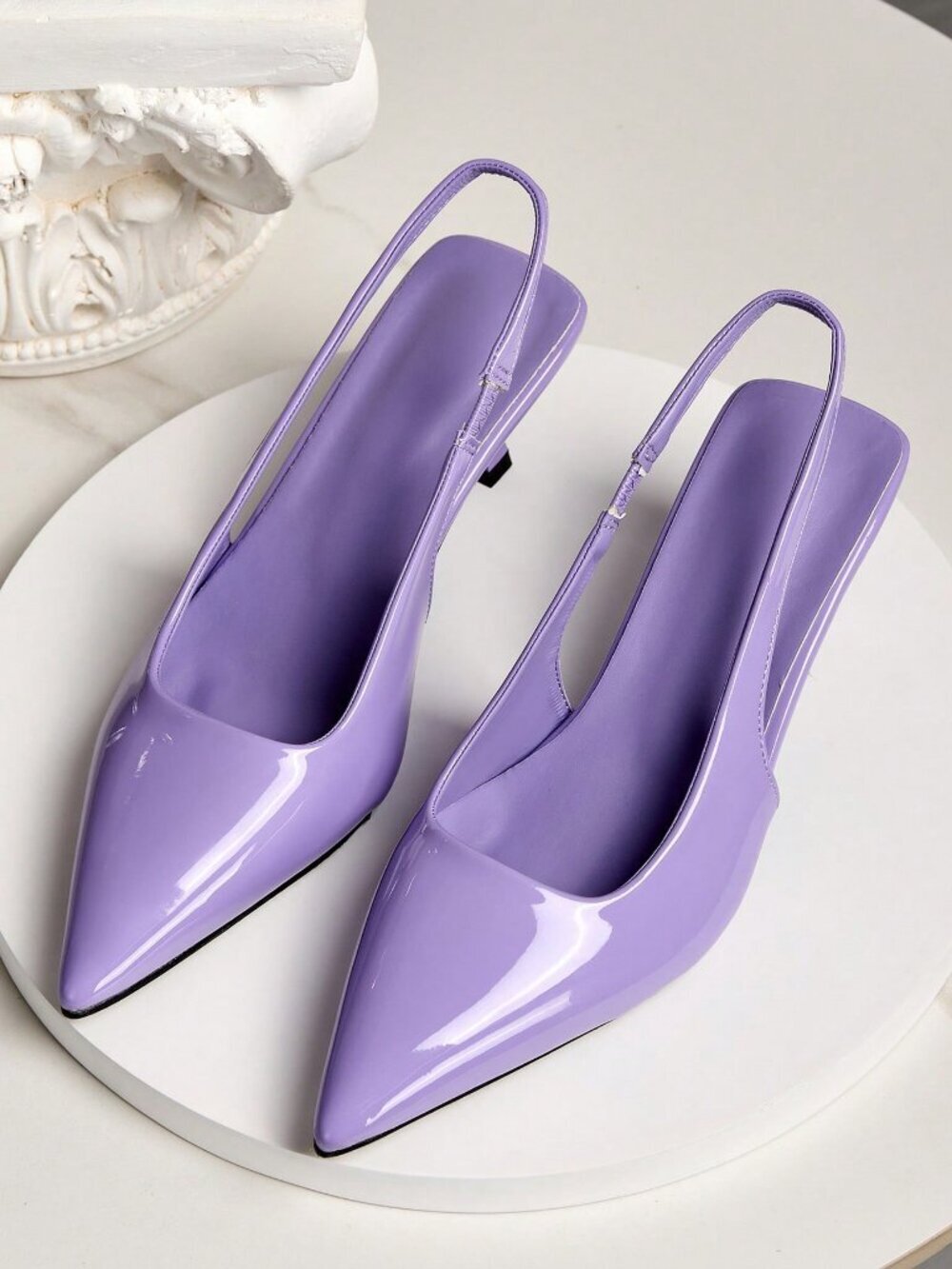 Purple Elegant Women's High heel PU trendy kitten heel Shoes - Picture 5 of 7